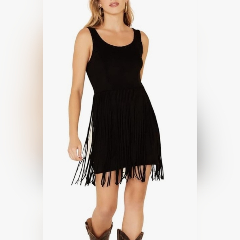 Idyllwind Black Fringe Mini Dress